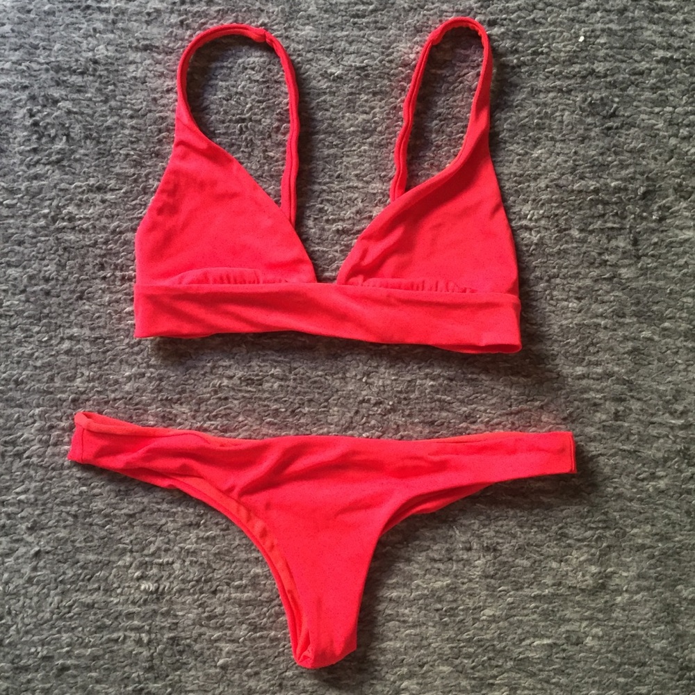 Bright red bikini